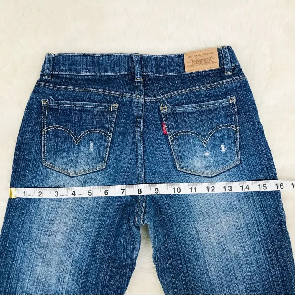LEVI’S Girls Skinny Jeans Slim Fit Dark Wash Distressed Size 16‎ Slim